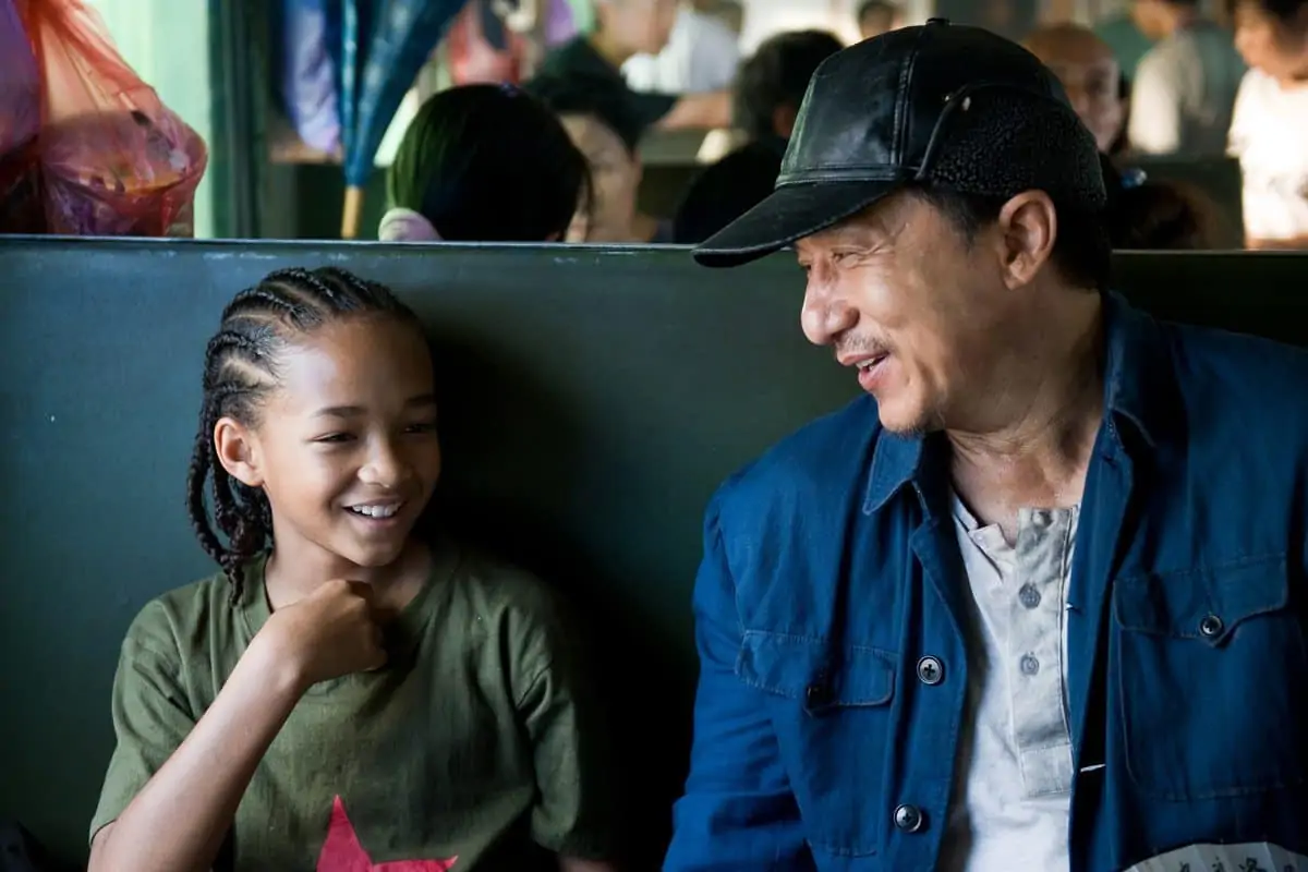 Jaden Smith as "Dre" and Jackie Chan as "Mr. Han" in Columbia Pictures' KARATE KID.