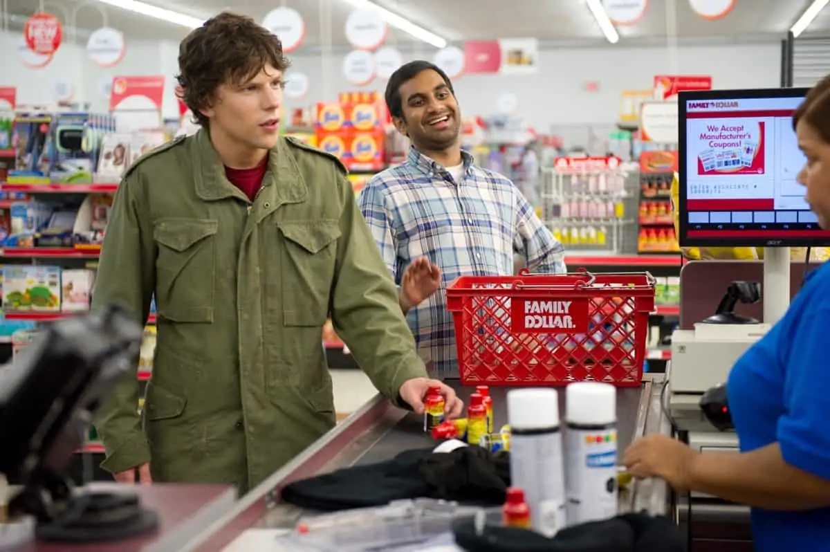Jesse Eisenberg and Aziz Ansari in Columbia Pictures' "30 Minutes or Less."