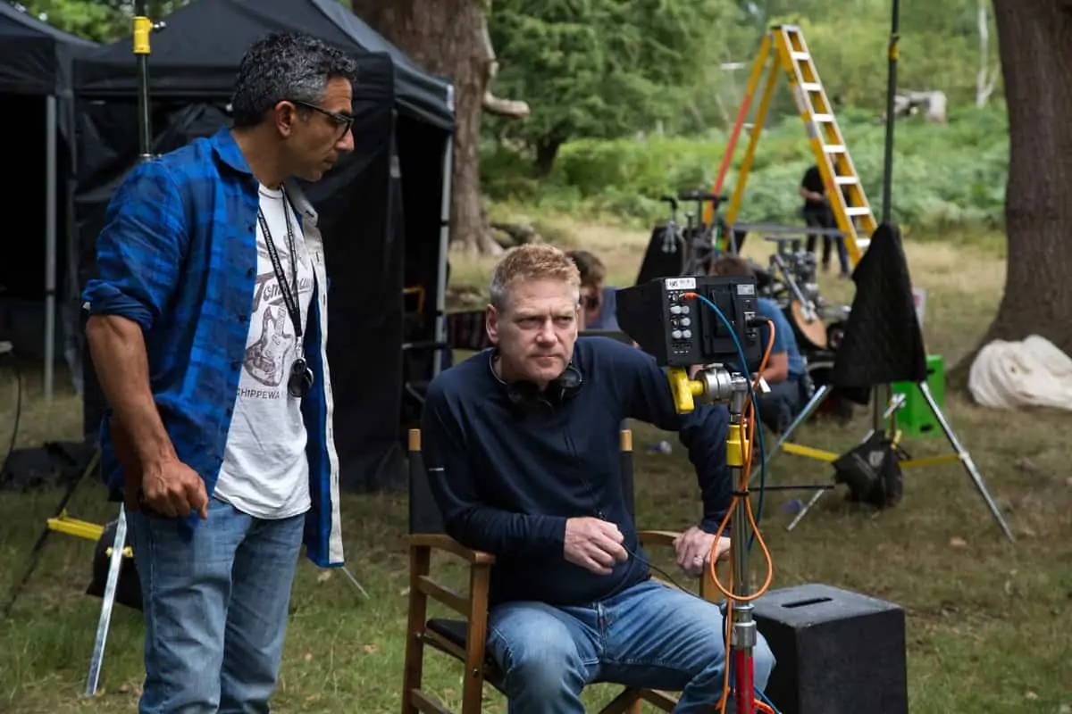 Haris Zambarloukas and Kenneth Branagh on the set of Disney's live-action feature CINDERELLA which brings to life the timeless images from Disney's 1950 animated masterpiece as fully-realized characters in a visually dazzling spectacle for a whole new generation.