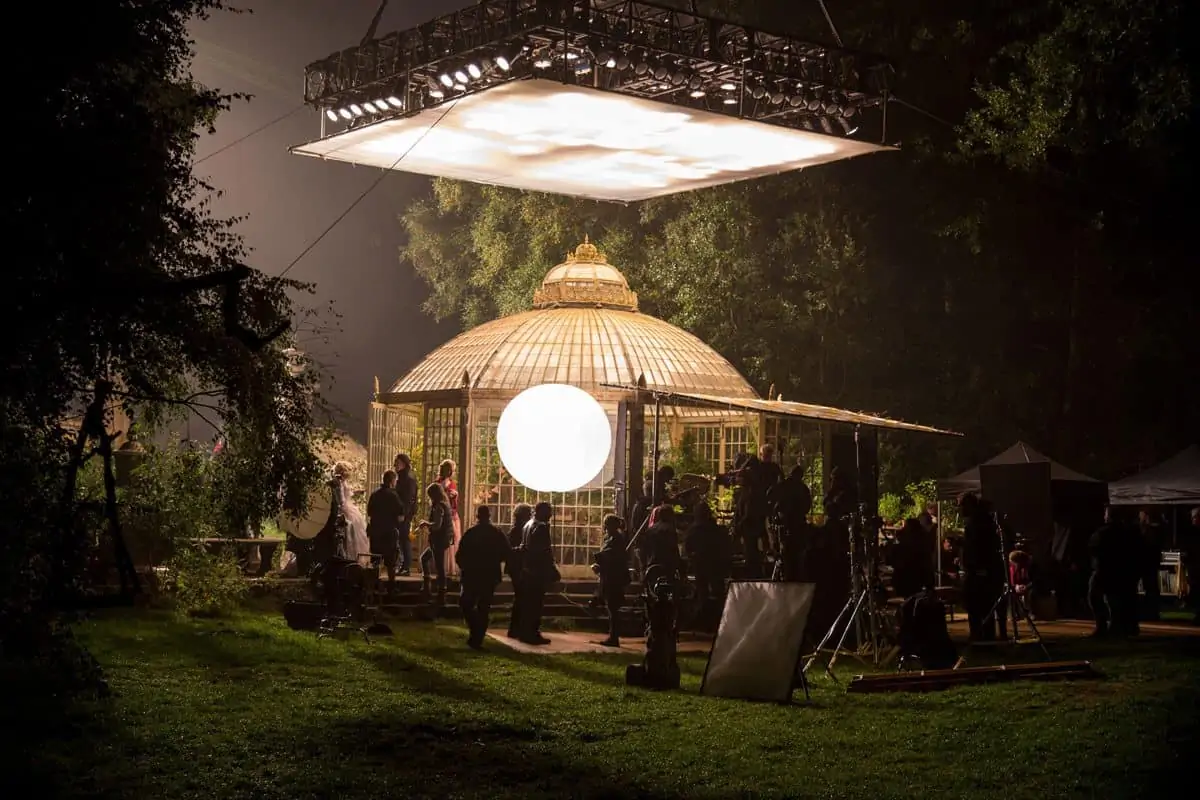 Helena Bonham Carter, Kenneth Branagh and Lily james on the set of  Disney's live-action feature inspired by the classic fairy tale, CINDERELLA, directed by Kenneth Branagh.