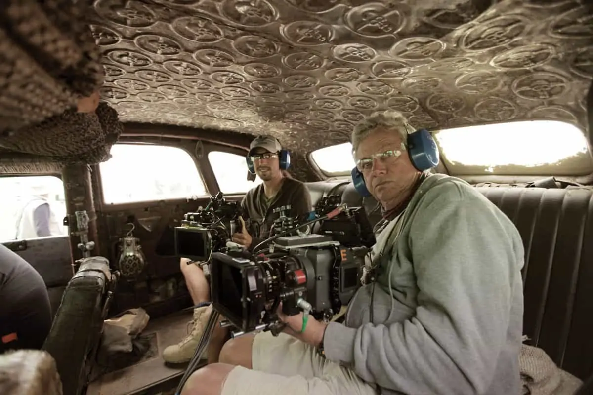 Back in the handheld mode ... John Seale pictured with B-camera operator Andrew Johnson (l) in the War rig