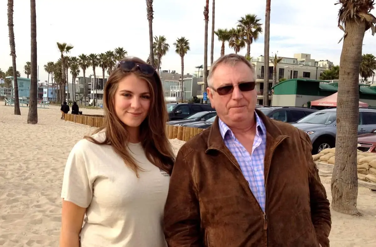With daughter Xenia on Santa Monica Beach Gravity Awrd trip