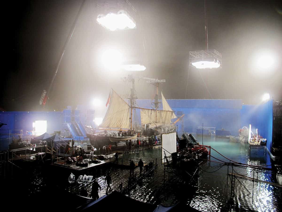 The Essex model on gimbal at Leavesden Nantucket main set