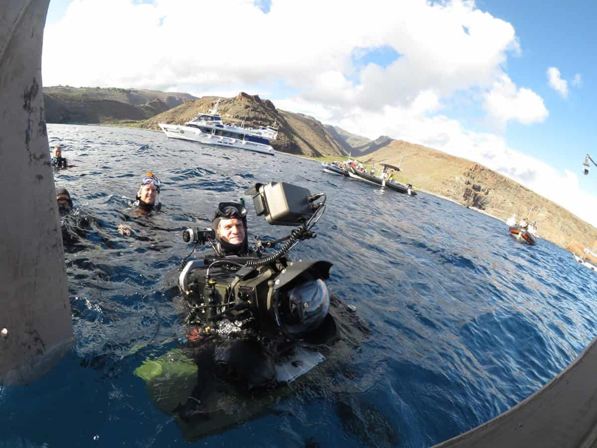 Splish spalah ... Peter Zuccarini and crew in the open sea at La Gomera