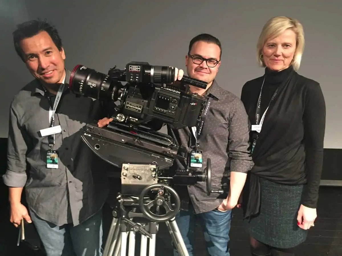 Dan Sasaki, Michael Cioni and Kimberly Snyder with the new Panavision DXL at Camerimage 2016