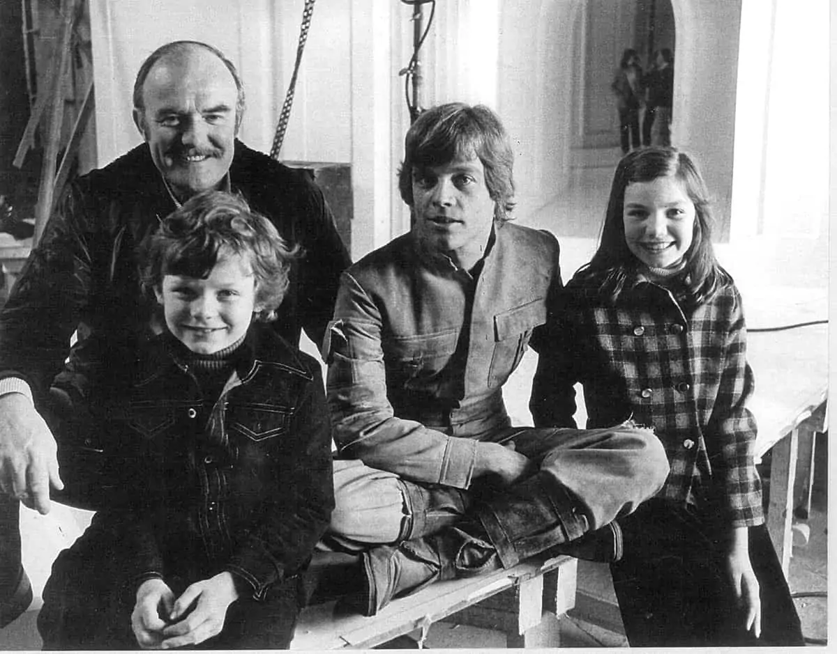 On <em>Star Wars: Episode V The Empire Strikes Back</em> (1980) with actor Mark Hamill and children