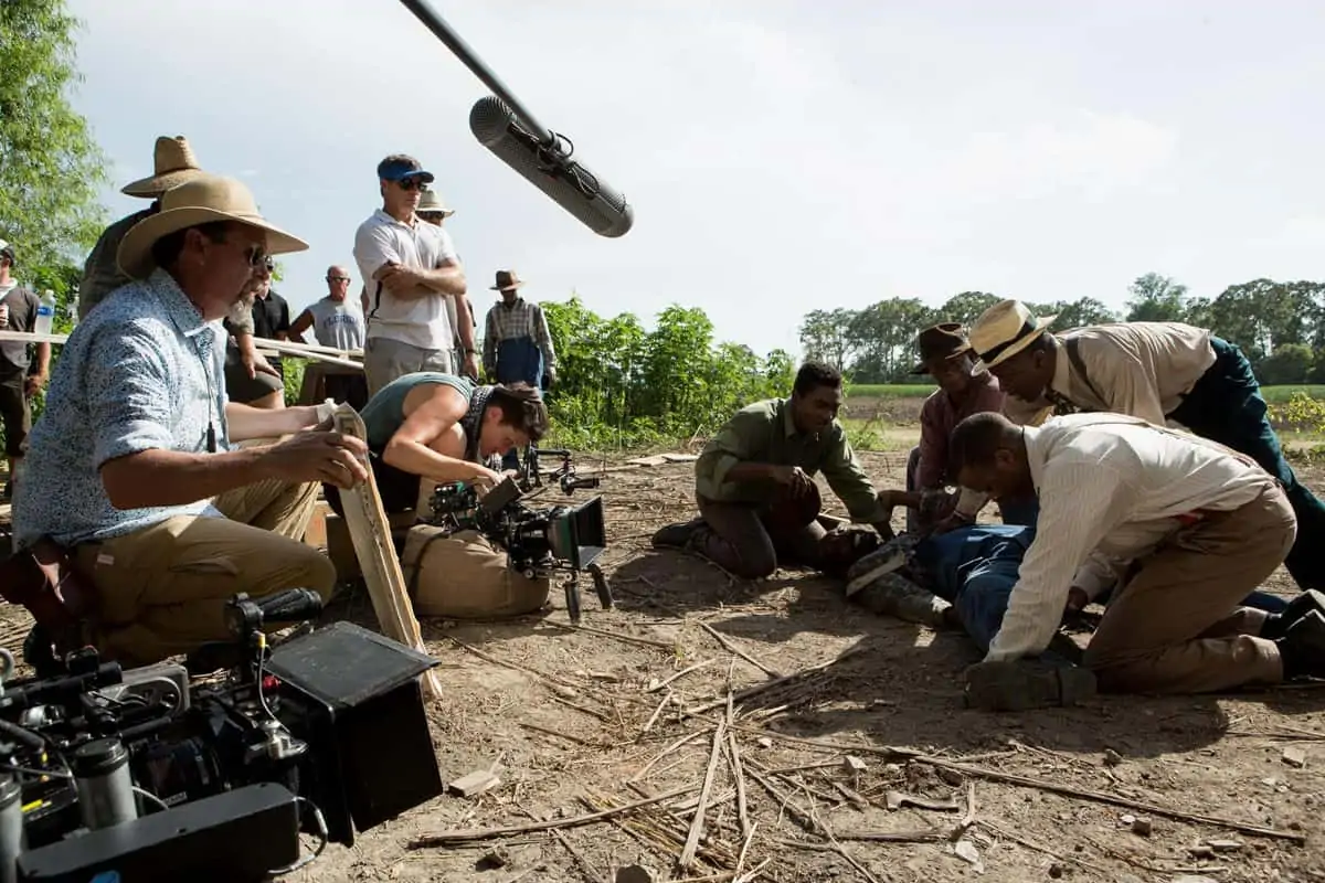 Shooting a close-up for <em>Mudbound</em>. Photo credit: Steve Dietl, Netflix.