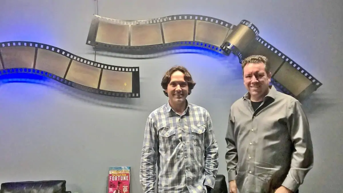 Chris Parker (left), Chief BDO, stands with Scott McGowan (right) VP of Marketing, in front of some of the only remnants of the Kodak building's previous tenant