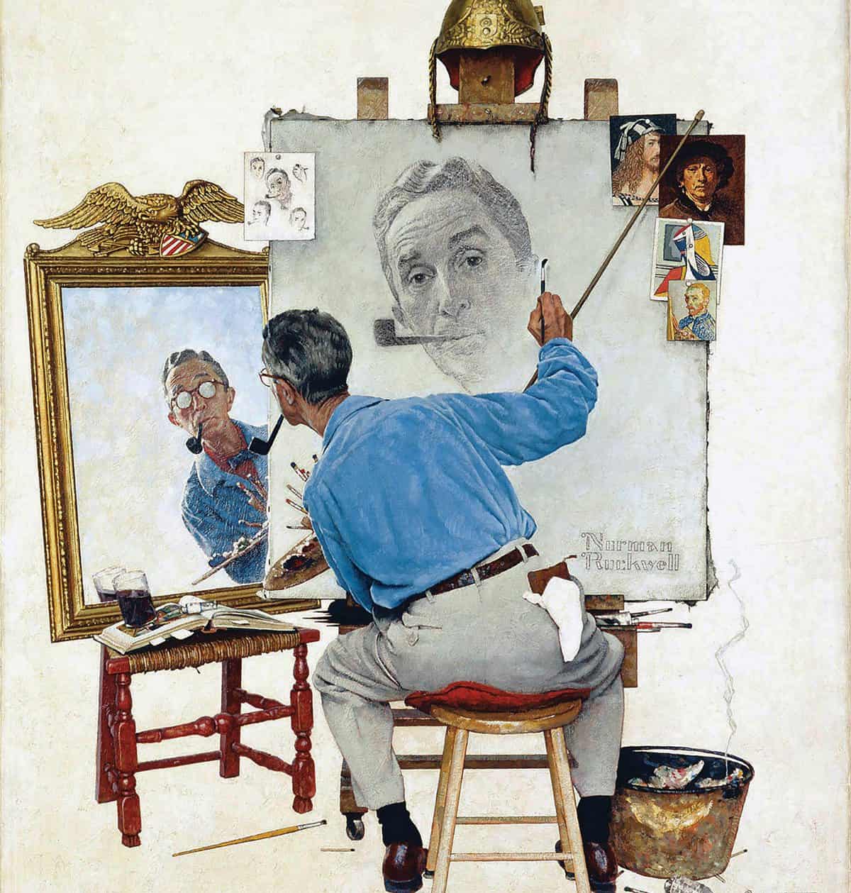 Norman Rockwell's "Triple Self-Portrait"