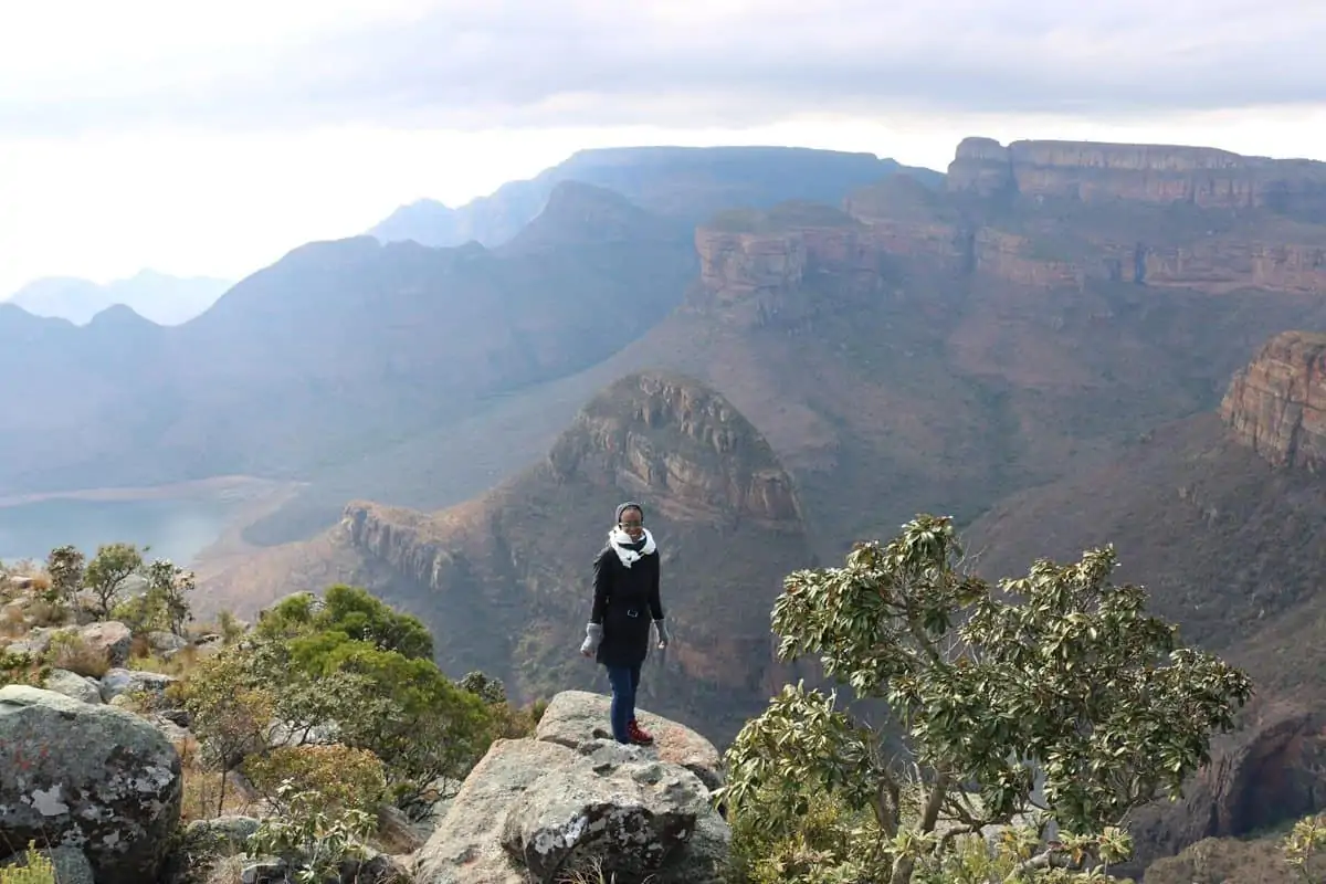 Production Designer Hannah Beachler on the South African research trip at Blyde Canyon. <br>Photo Credit: Location Mgr. Ilt Jones