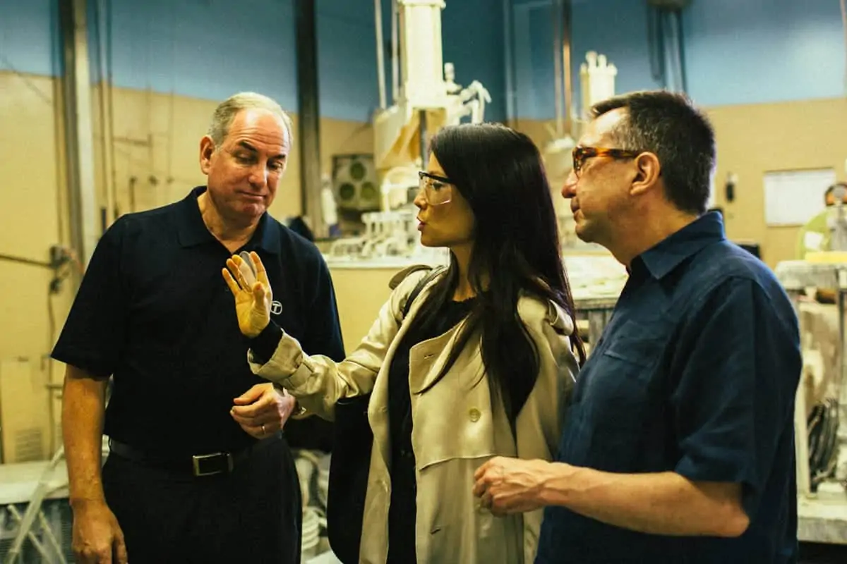 Steven Tiffen, Lucy Liu & Ron Fortunato at the Hauppauge NY Factory
