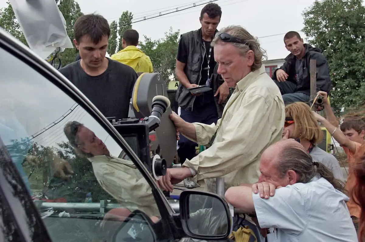 Lining up a stunt shot in Romania
