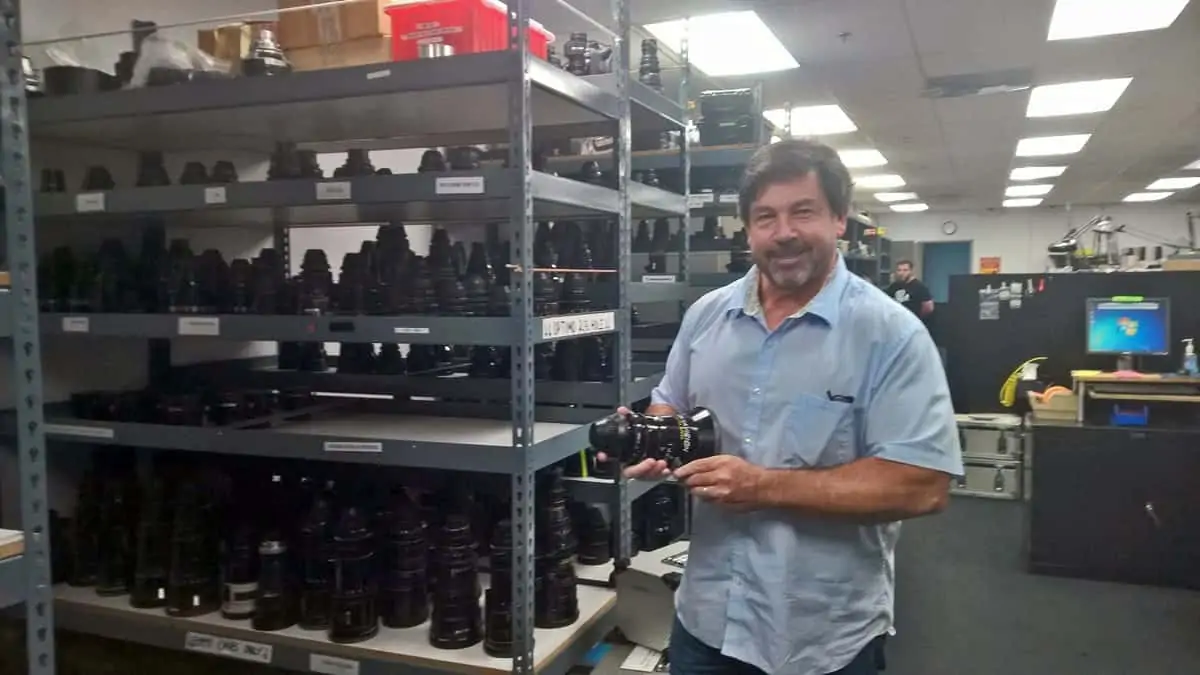 VP and General Manager Dan Hammond showing off the glass at Panavision Hollywood