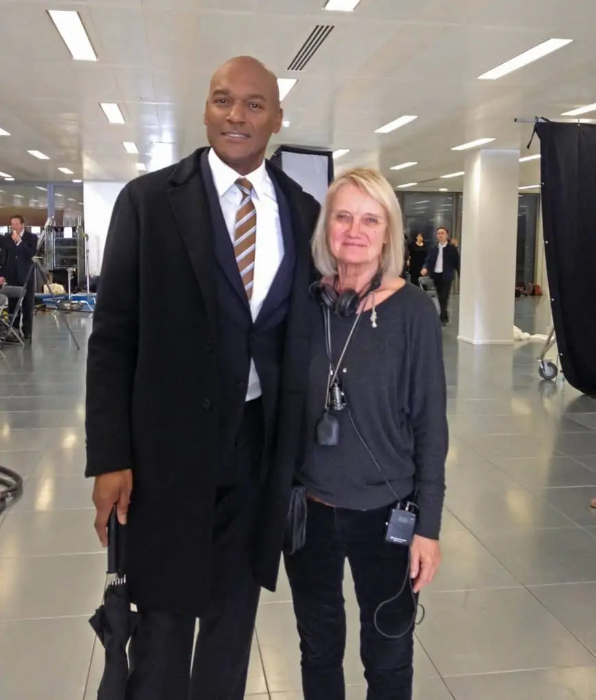 Photographed with Colin Salmon on the set of <em>Playtime Capital</em>