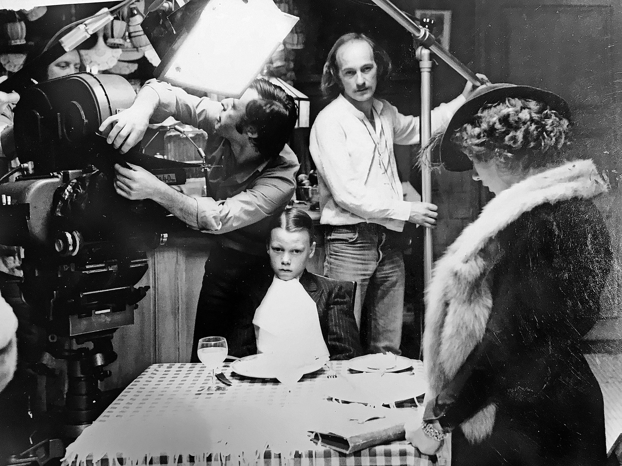 Peter Biziou and Brian Harris (excellent focus) with John Stanier ('a great op') behind the camera on <em>Bugsy Malone</em>