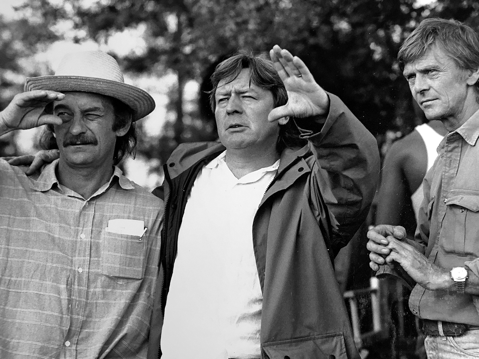 (l-r) Peter Biziou, Alan Parker and Mike Roberts on <em>Mississippi Burning</em>