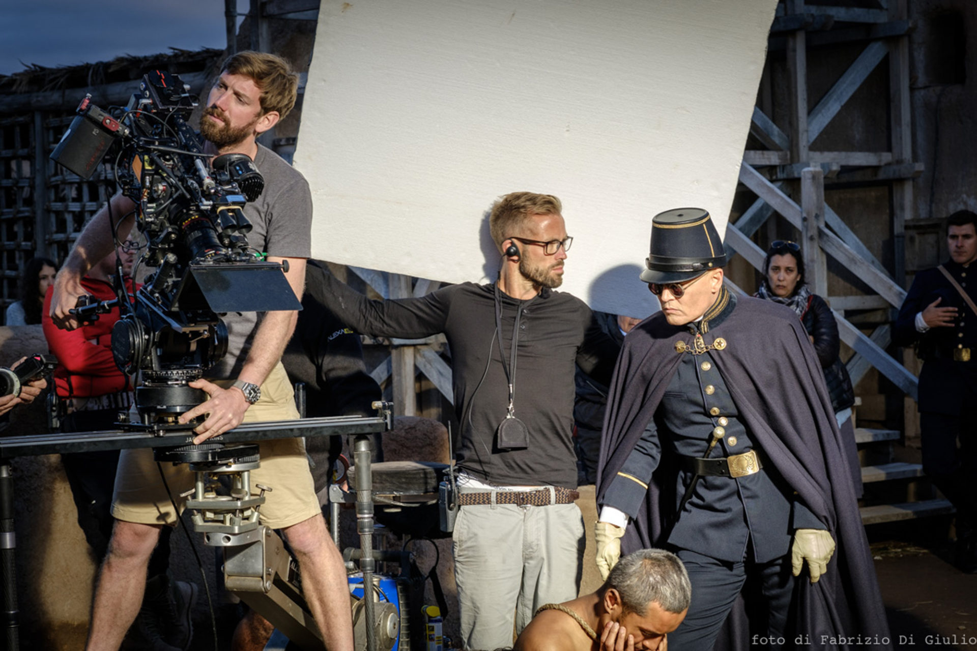 Working with Johnny Depp on <em>Waiting for the Barbarians</em>. Photo: Fabrizio Di Giullio