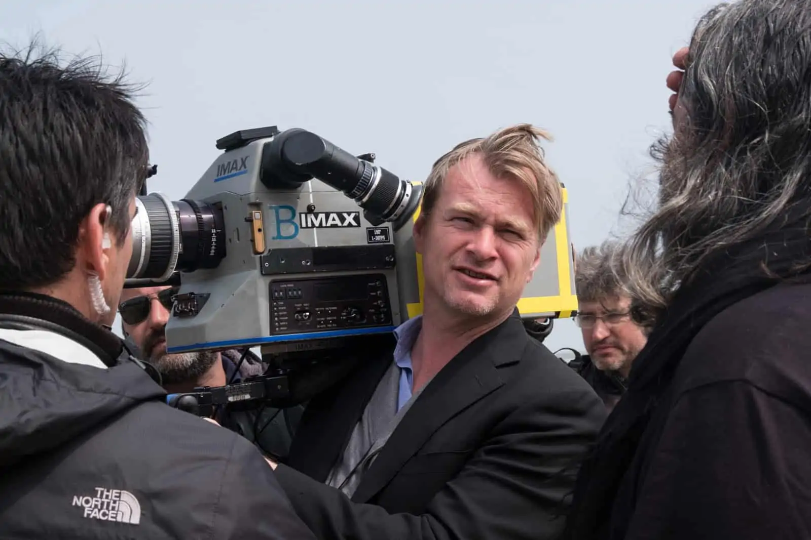 Director Chris Nolan during Dunkirk (2017), shot on IMAX 65mm and 65mm large-format film by DP Hoyte Van Hoytema FSF NSC ASC