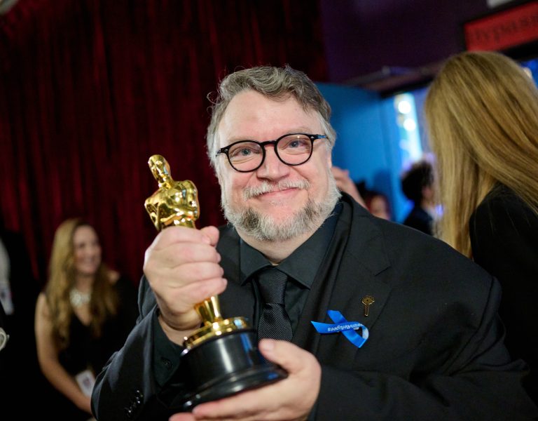 Guillermo del Toro poses backstage with the Oscar® for Animated Feature Film during the live ABC telecast of the 95th Oscars® at Dolby® Theatre at Ovation Hollywood on Sunday, March 12, 2023.