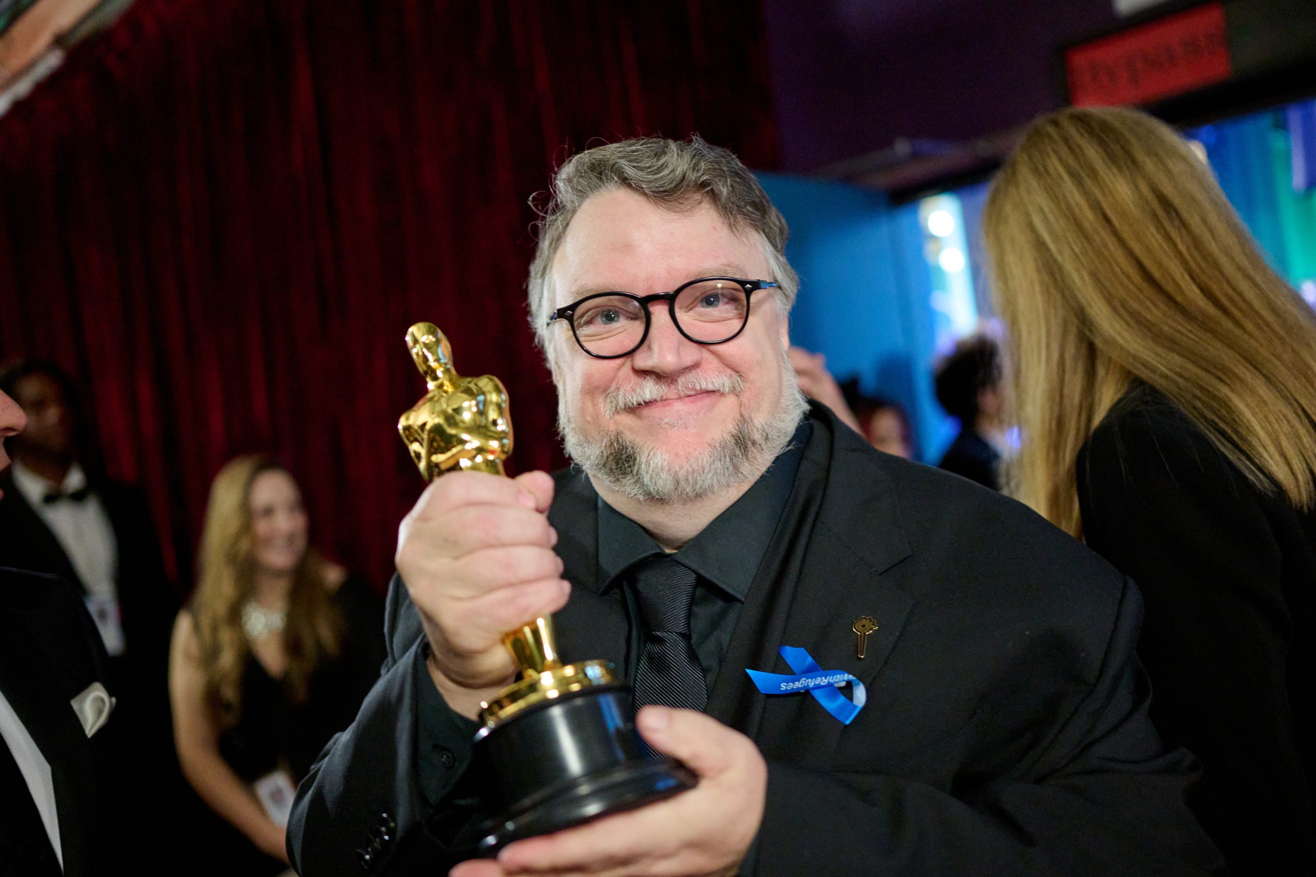 Guillermo del Toro poses backstage with the Oscar® for Animated Feature Film during the live ABC telecast of the 95th Oscars® at Dolby® Theatre at Ovation Hollywood on Sunday, March 12, 2023.
