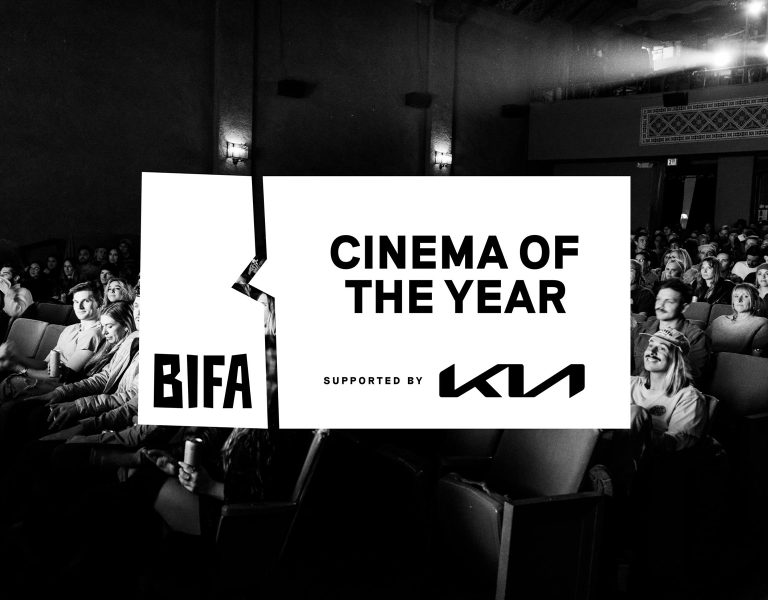 BIFA Cinema of the Year logo superimposed over a picture of a cinema crowd