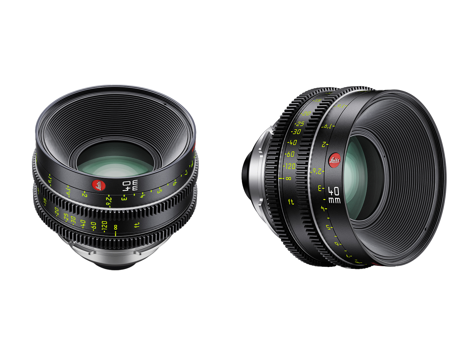 Leitz HUO 40mm T1.5 lenses against a white background