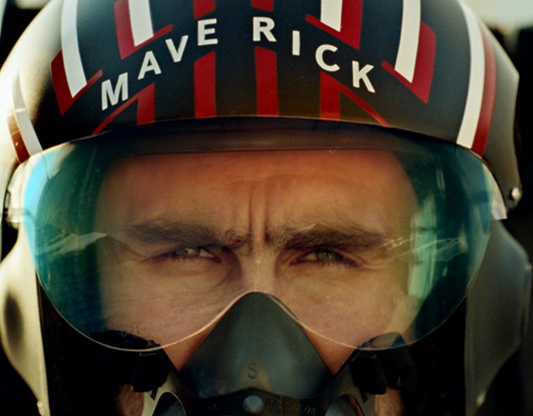 A recreation of Top Gun: Maverick for the 2024 Recreations Contest showing a man in a helmet which says "Maverick"