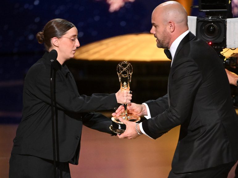 A man accepting an award