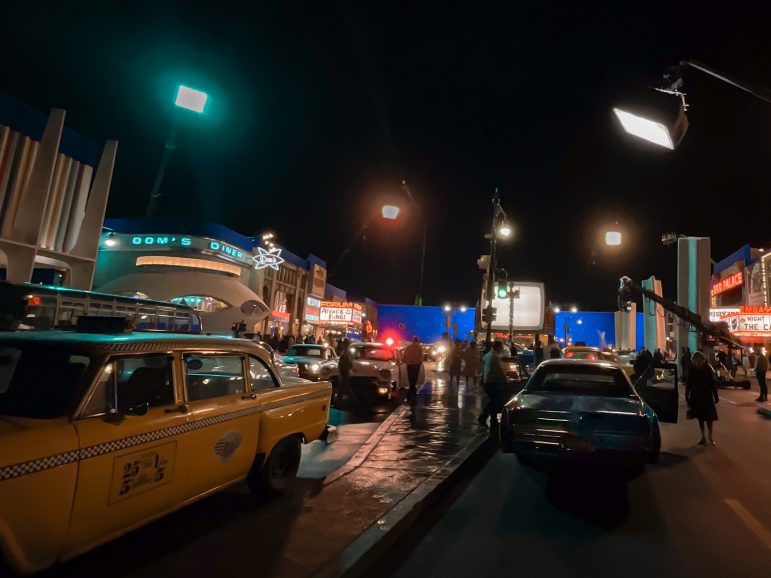 A city set with cars and people