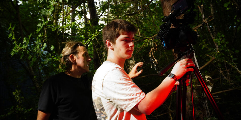 Camera crew in the woods