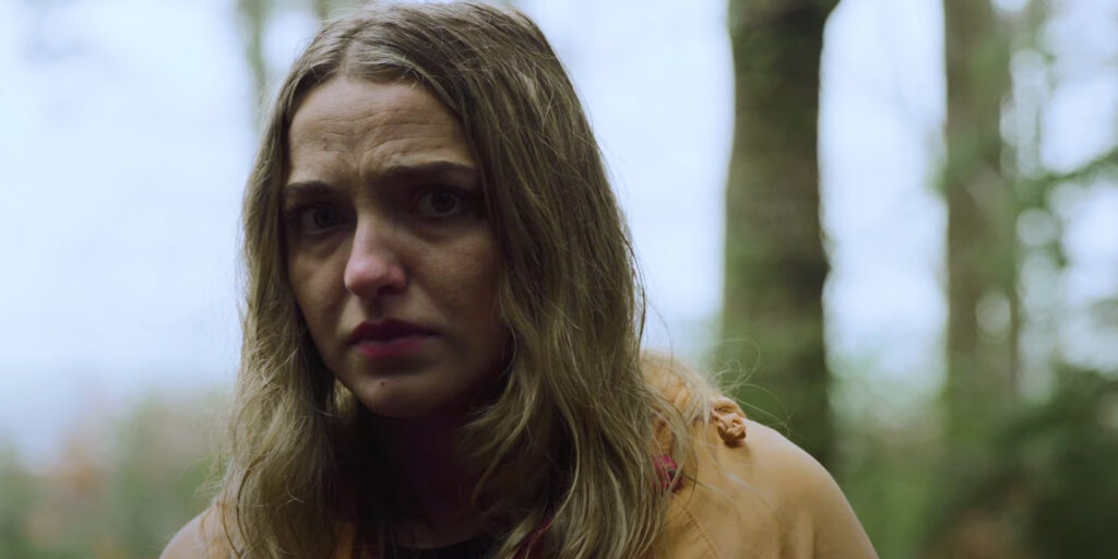 A woman looking scared