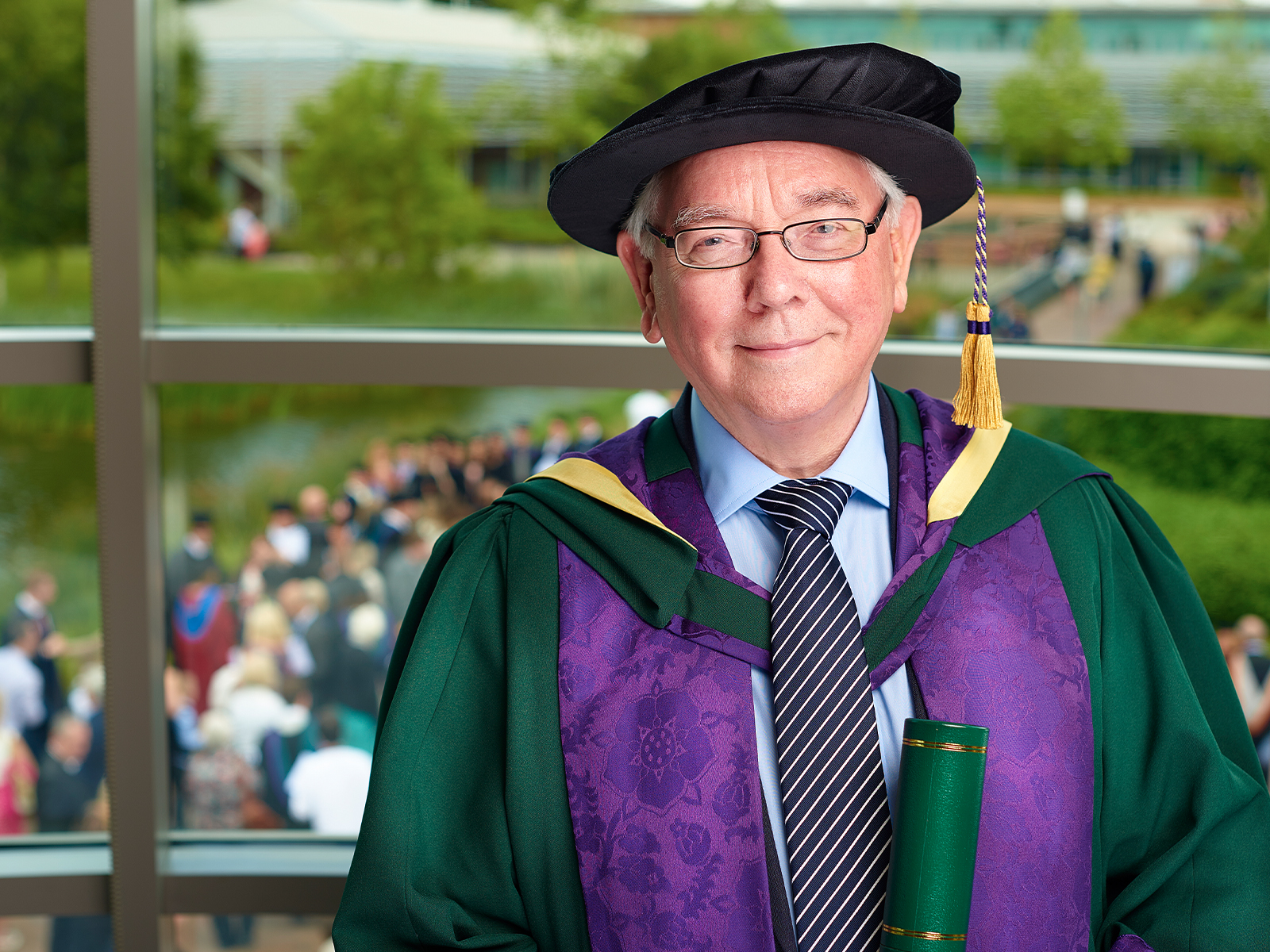 Terence Davies in a graduation gown