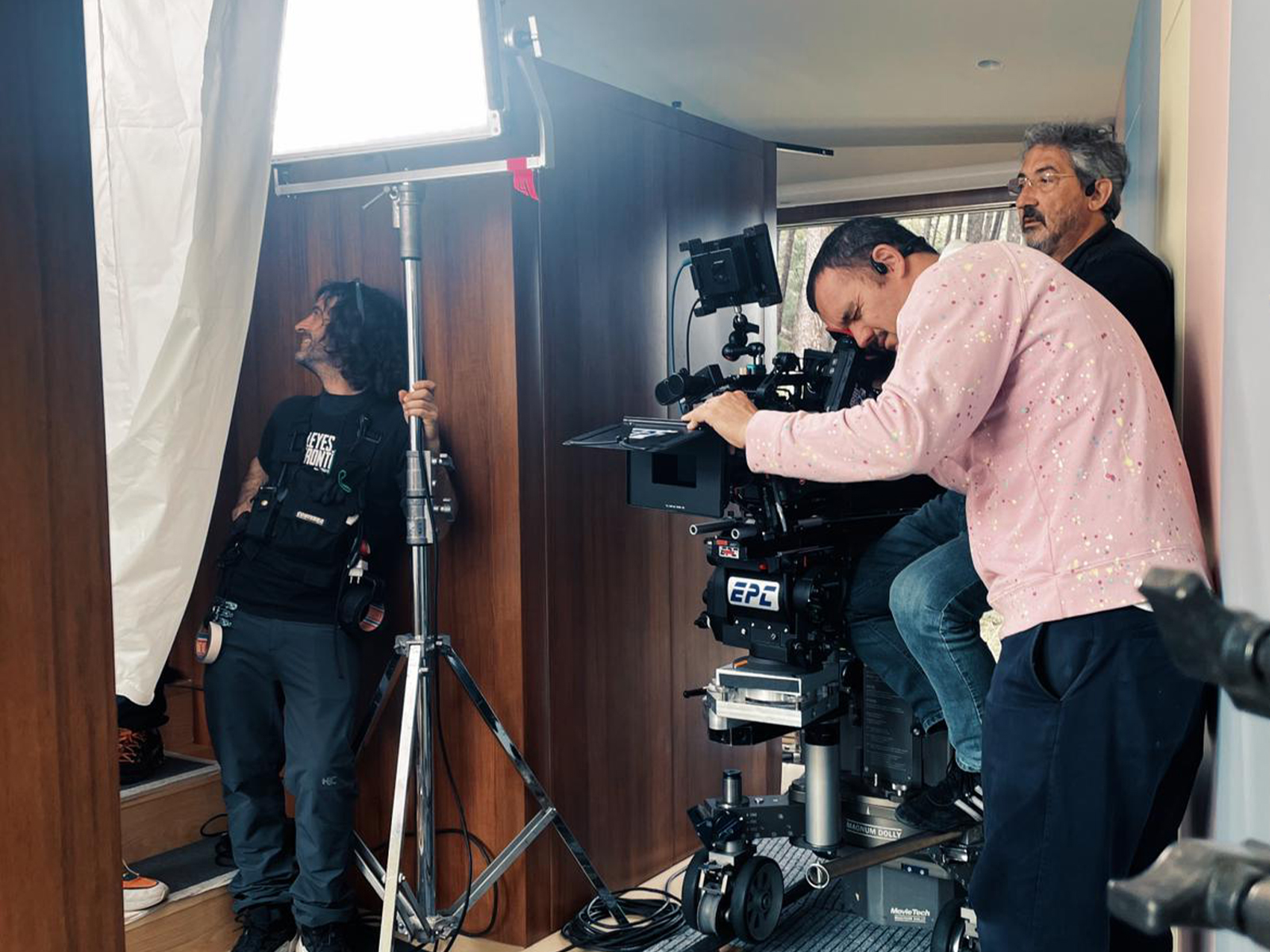 Crew work on The Room Next Door