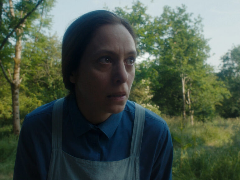 A woman looking scared