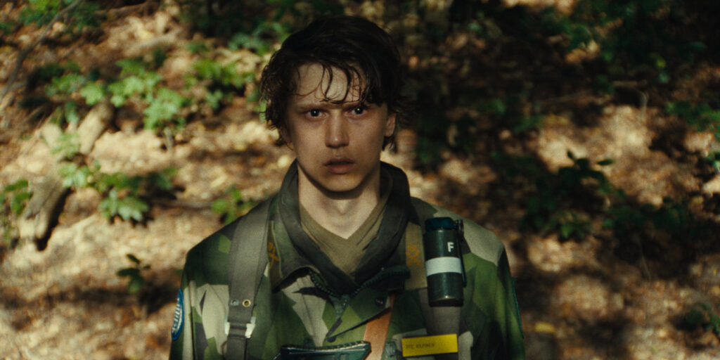 A soldier looking shaken up