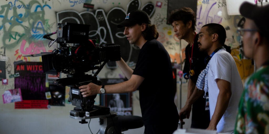 Bill Kirstein and film crew on set