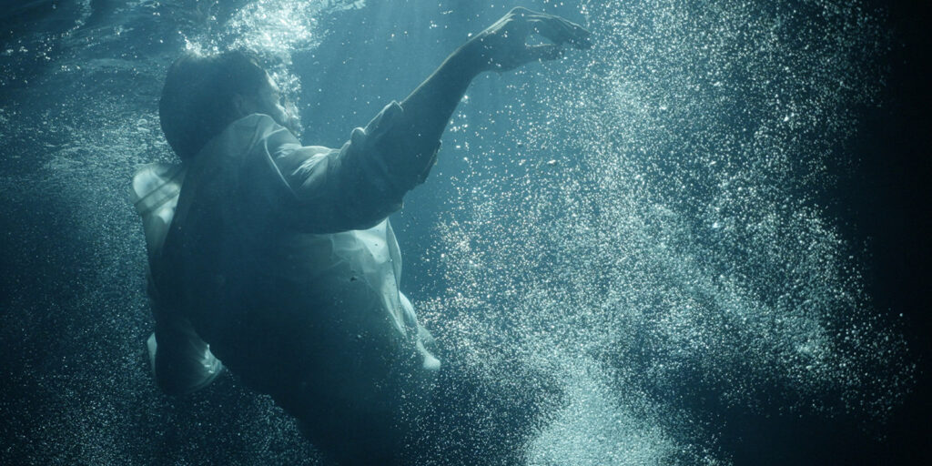 A person in water