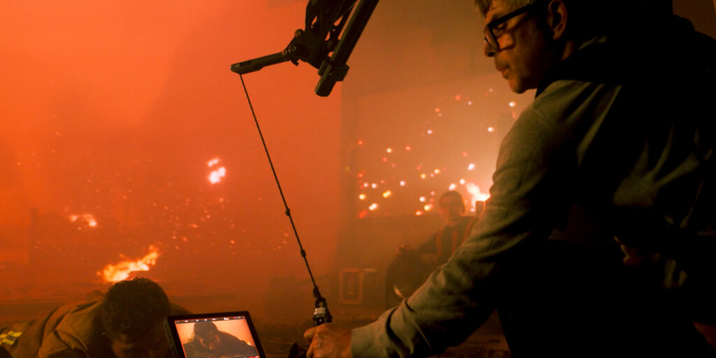 A person on a VP set