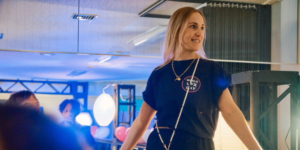 Hayley Miller on stage smiling