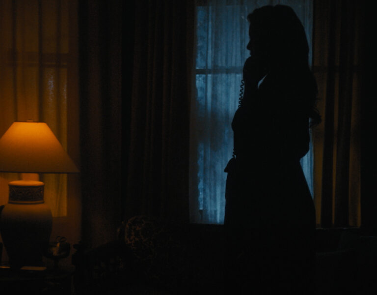 A woman silhouetted