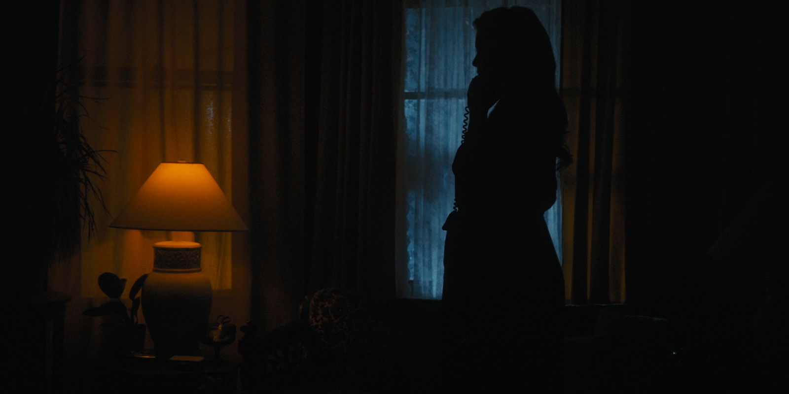 A woman silhouetted