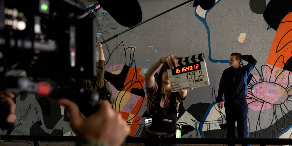 A camera getting ready to film a person