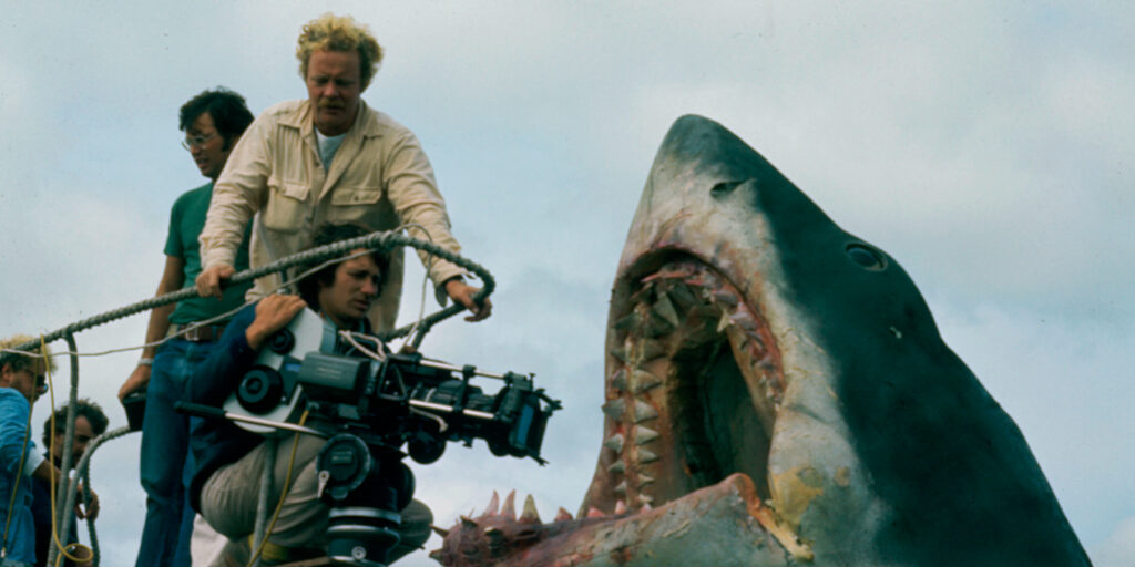 Film crew shooting Bruce the shark 