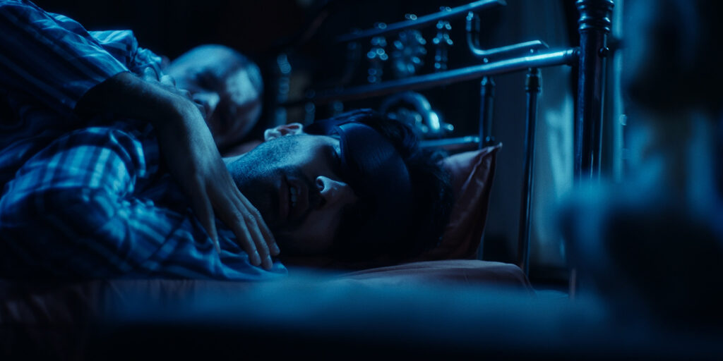 A person lying in bed