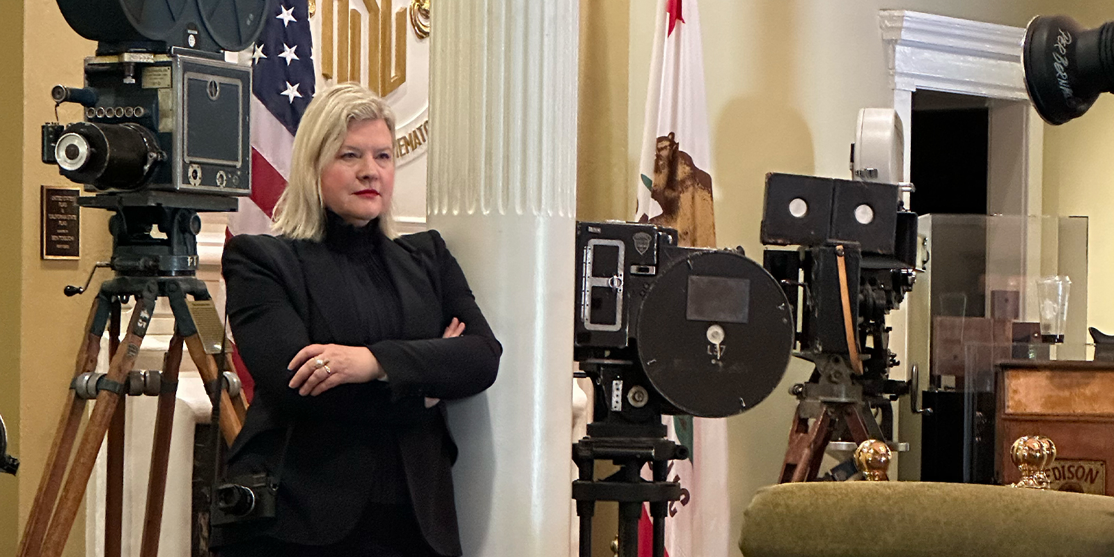 Walker on set in a presidential building