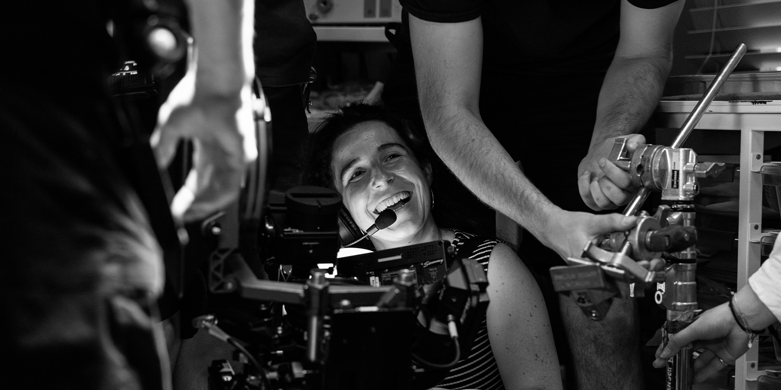 A film crew on set