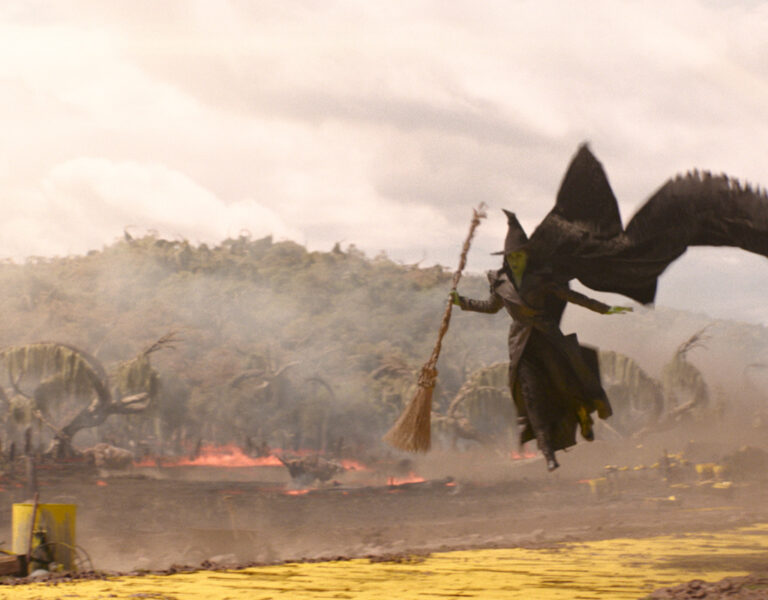 The Wicked witch flying through the air