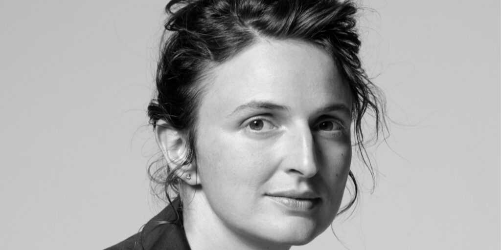 Alice Rohrwacher in a black and white photo