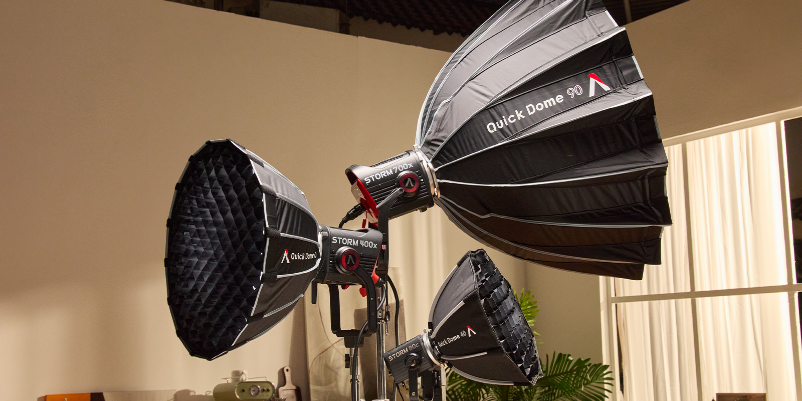 Three Aputure Quick Domes