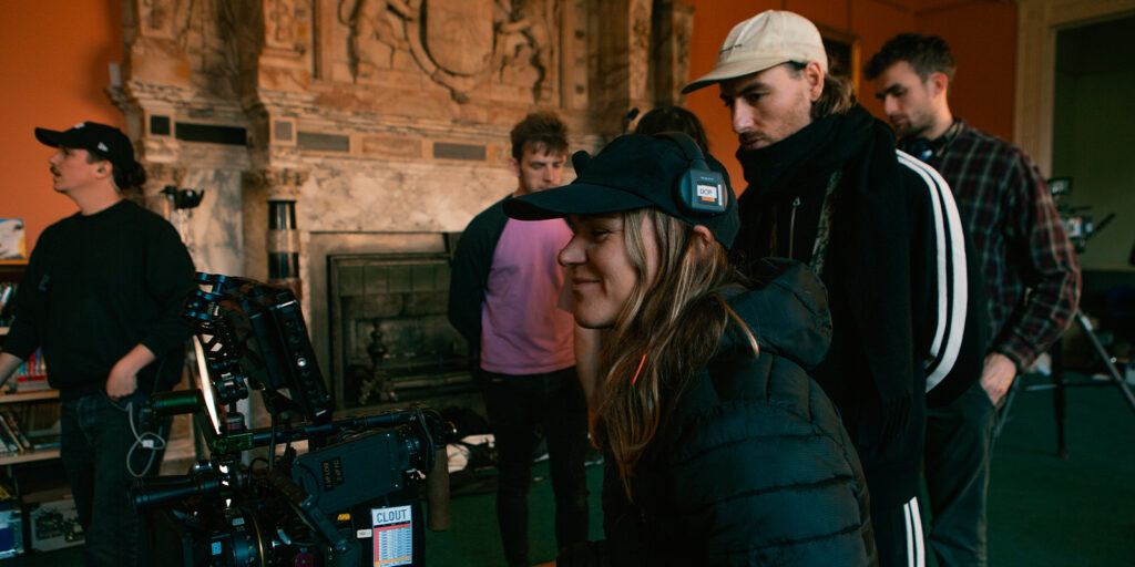 Camera crew on a film set